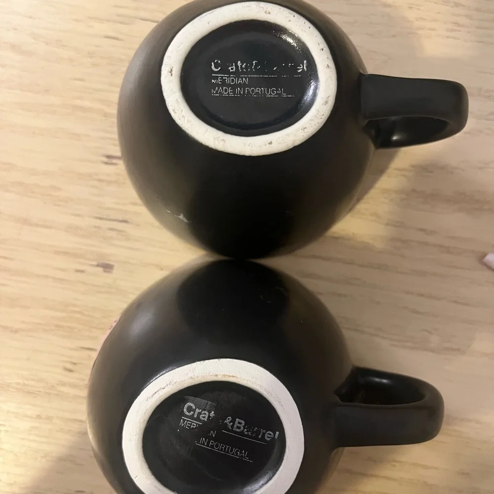 Crate and Barrel Sophisticated Black and Cream Mug Collection set of 8